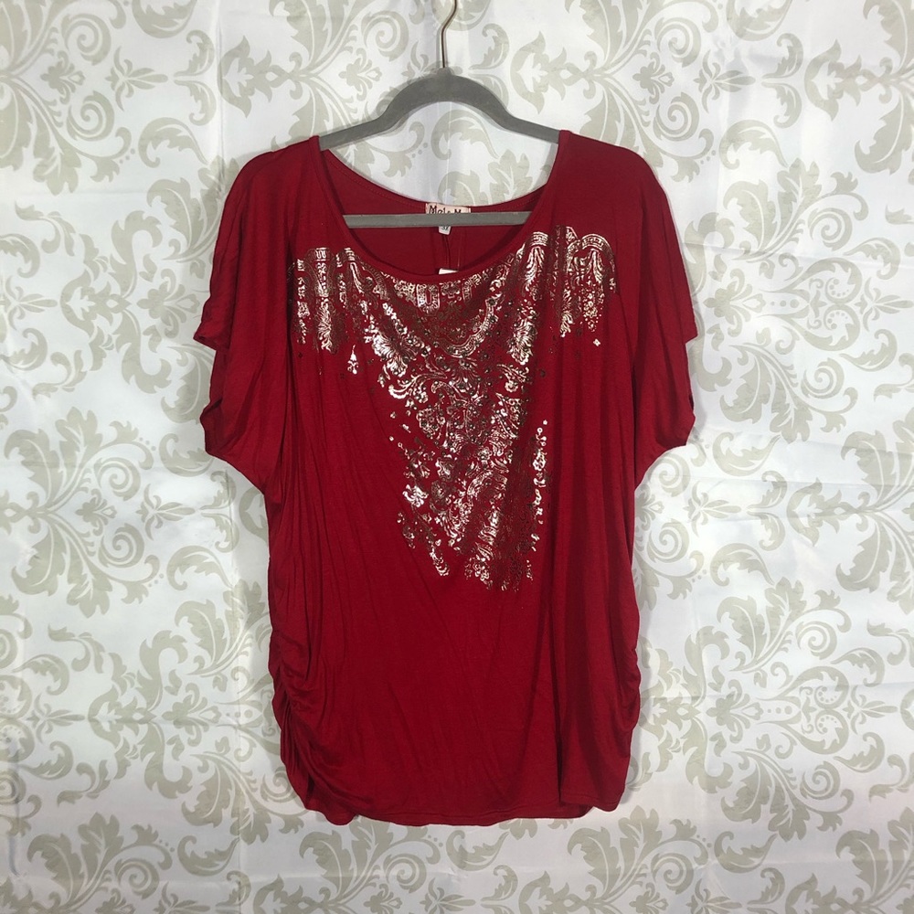 💚2/$19💚 NWT Mel & Mo Red Embellished Shirt